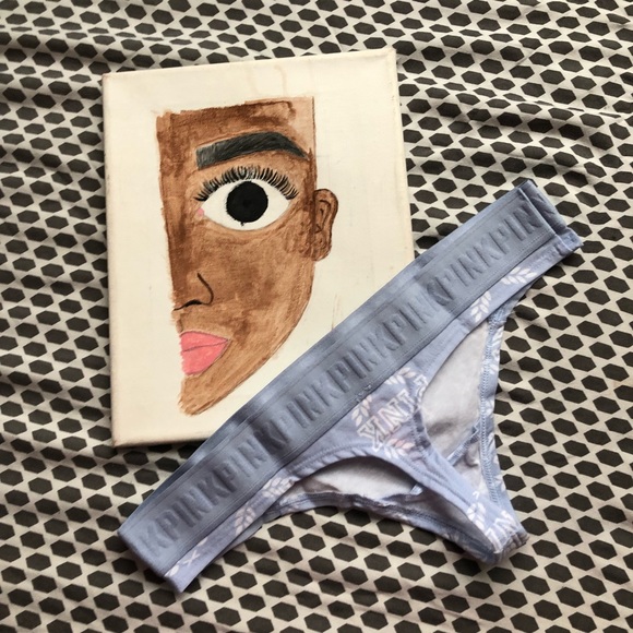 NWT Victorias Secret Pink Icy Lilac Logo Thong - Picture 2 of 3